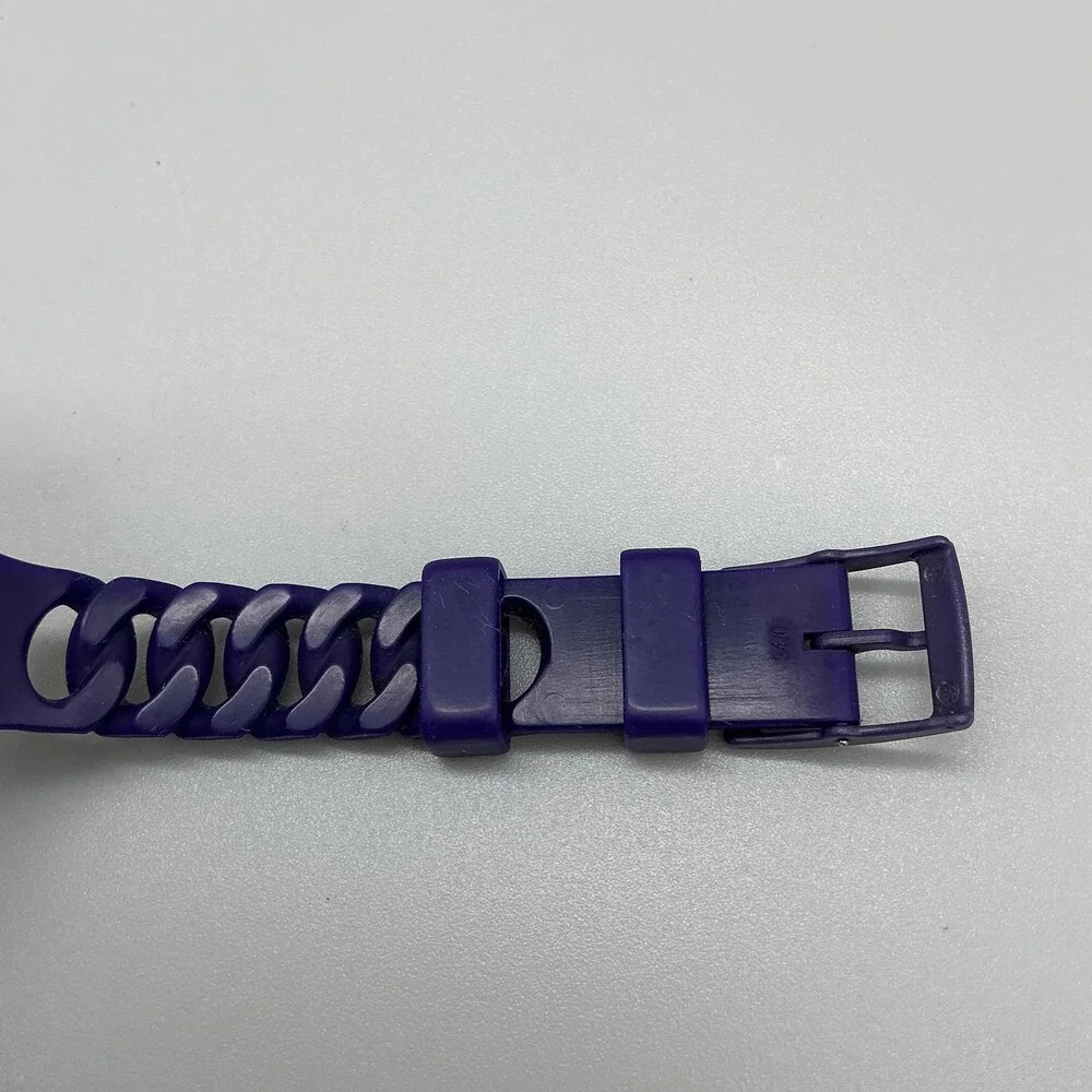 Swatch Purpbell Womens Wrap Watch 34mm Silver Dial Purple GV127 New Battery